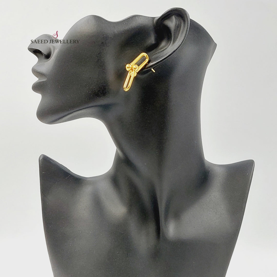 Screw Paperclip Earrings Made of 21K Gold by Saeed Jewelry 