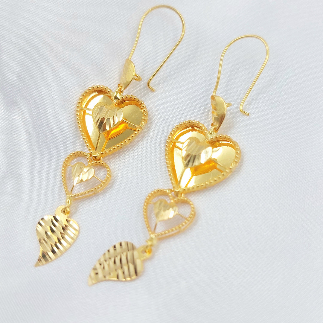 Shankle Heart Earrings Made of 21K Gold by Saeed Jewelry 