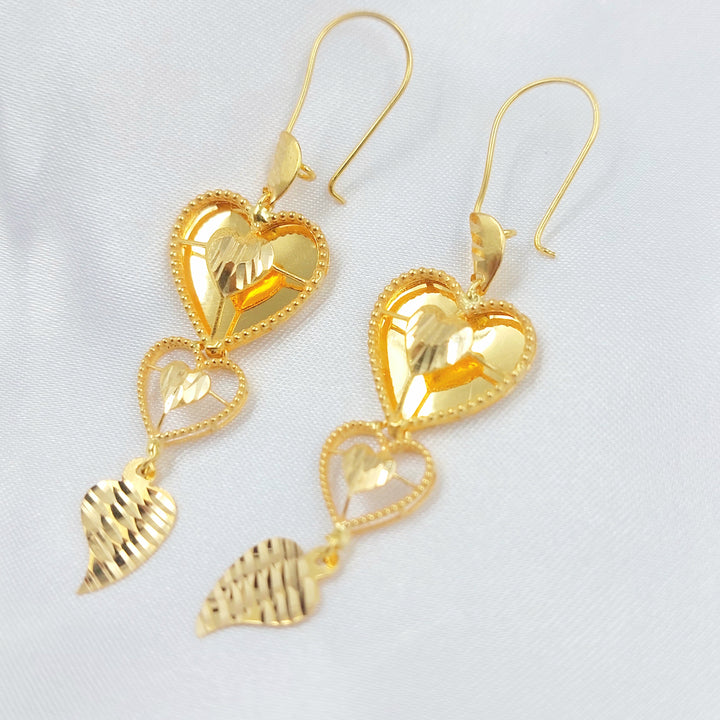 Shankle Heart Earrings Made of 21K Gold by Saeed Jewelry 