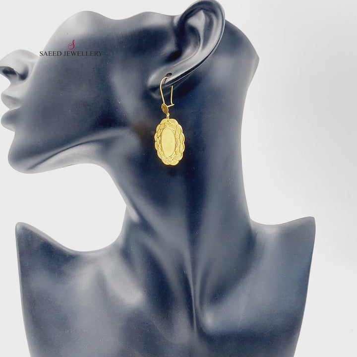 Shankle Ounce Earrings Made of 21K Gold by Saeed Jewelry 