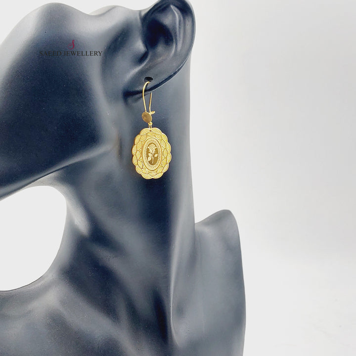 Shankle Ounce Earrings Made of 21K Gold by Saeed Jewelry 