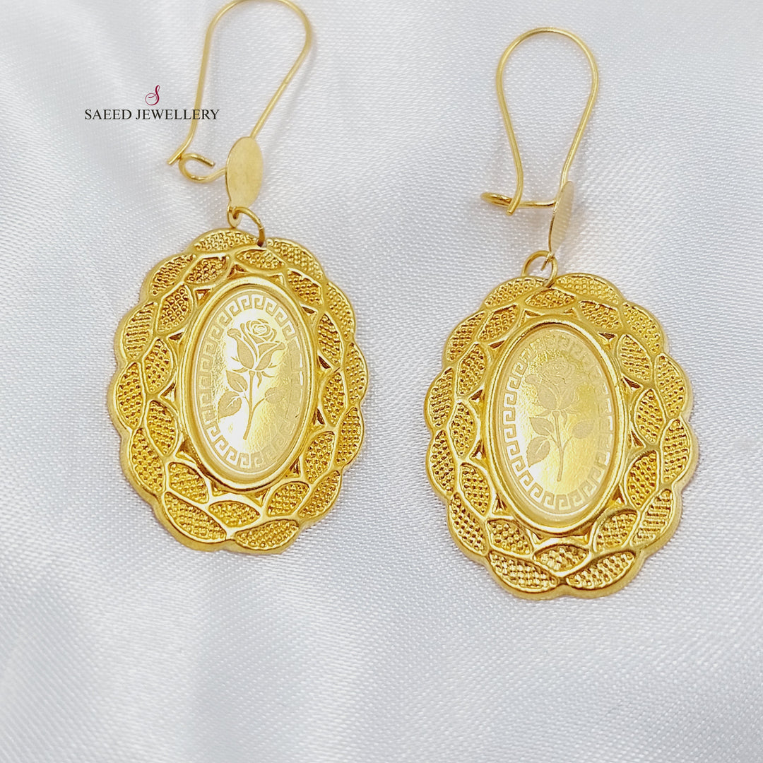 Shankle Ounce Earrings Made of 21K Gold by Saeed Jewelry 