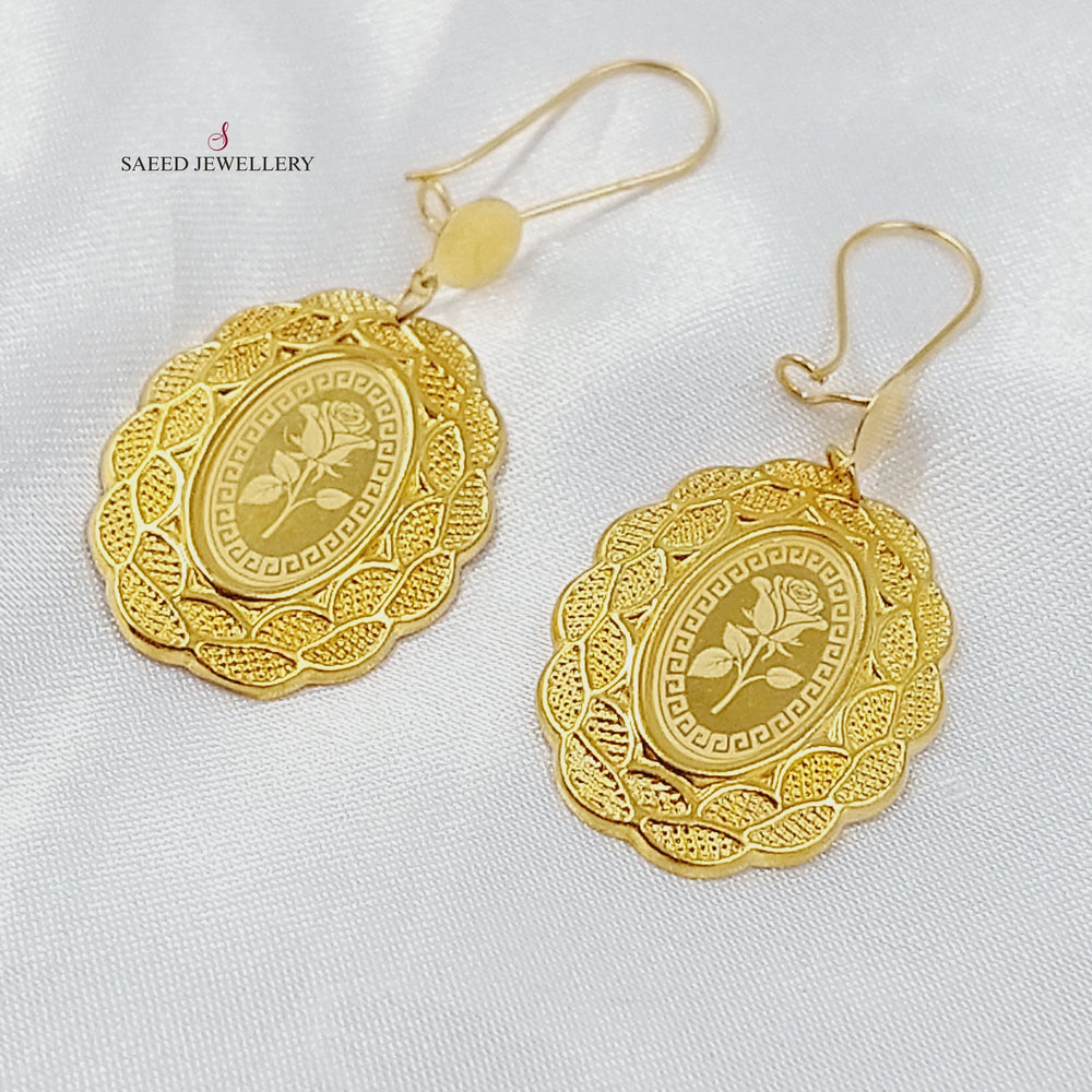Shankle Ounce Earrings Made of 21K Gold by Saeed Jewelry 