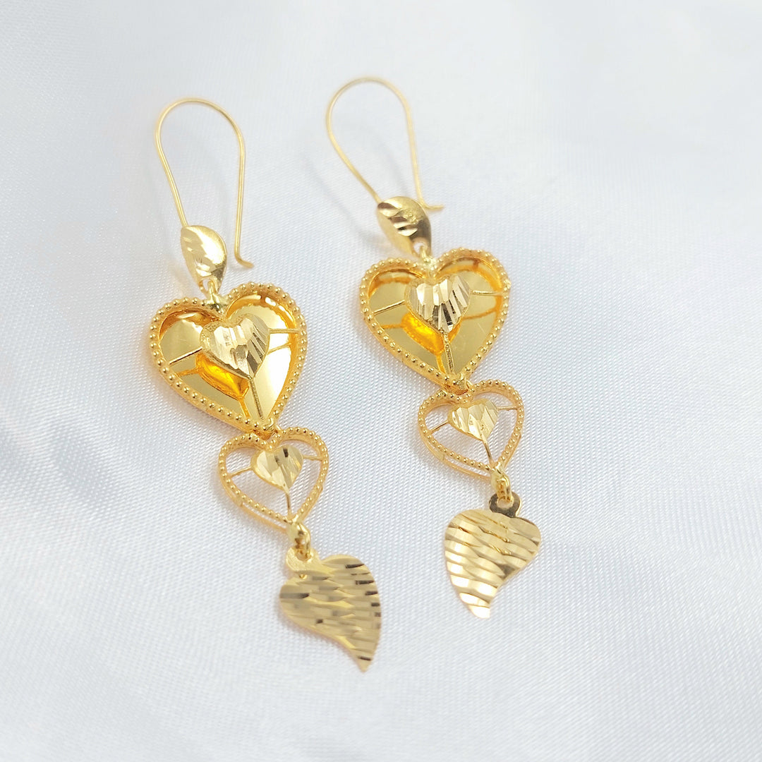 Shankle Heart Earrings Made of 21K Gold by Saeed Jewelry 