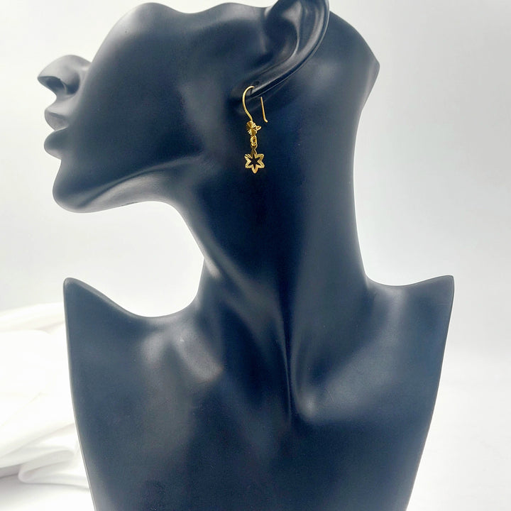 Shankle Star Earrings Made of 21K Gold by Saeed Jewelry 