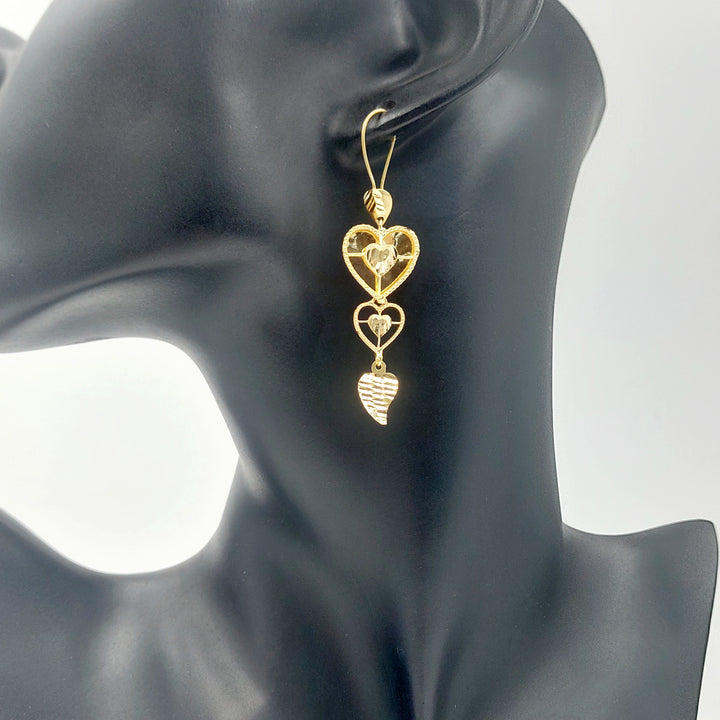 Shankle Heart Earrings Made of 21K Gold by Saeed Jewelry 