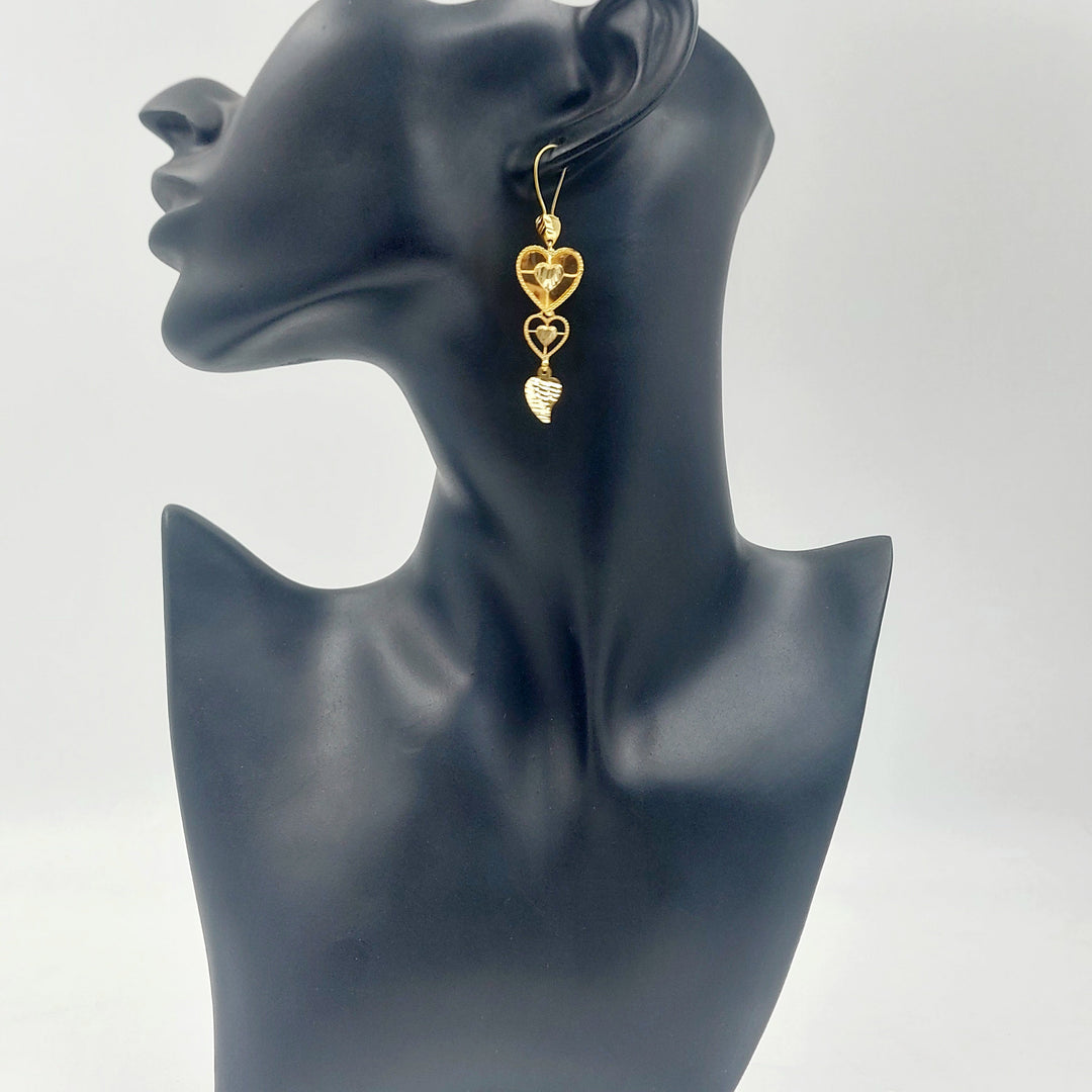 Shankle Heart Earrings Made of 21K Gold by Saeed Jewelry 