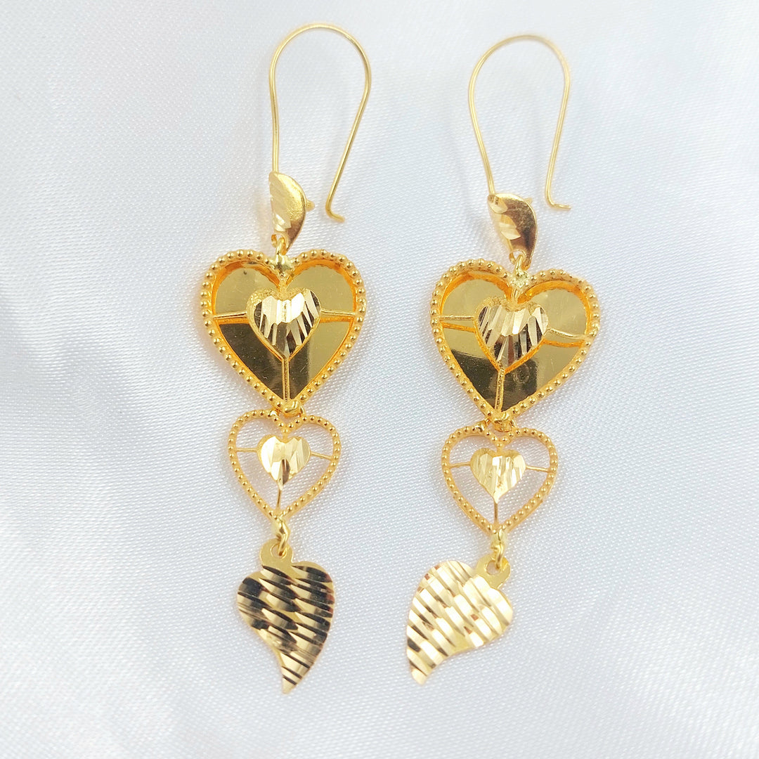 Shankle Heart Earrings Made of 21K Gold by Saeed Jewelry 