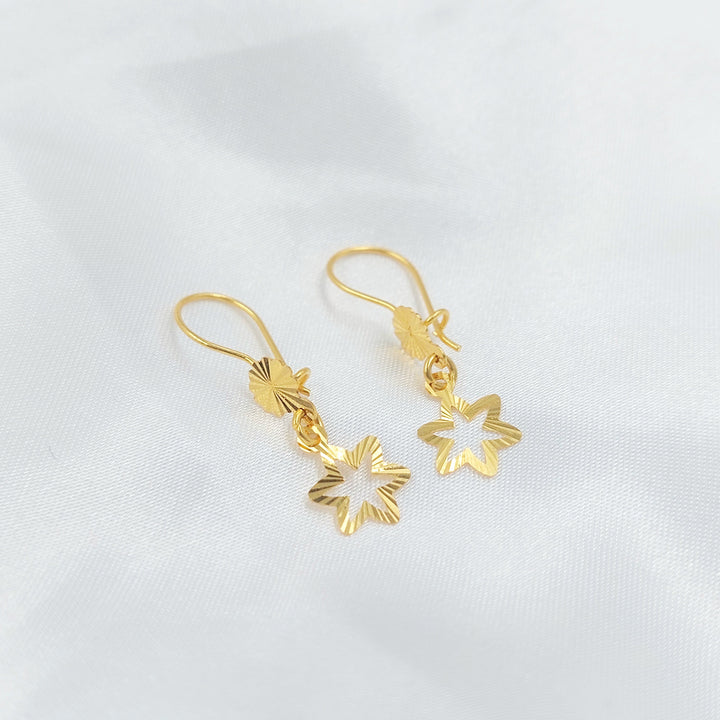Shankle Star Earrings Made of 21K Gold by Saeed Jewelry 