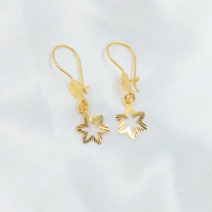 Shankle Star Earrings Made of 21K Gold by Saeed Jewelry 