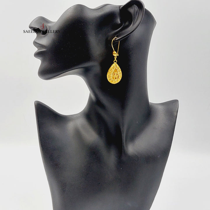 21K Gold Tears Bahraini Earrings by Saeed Jewelry - Image 3