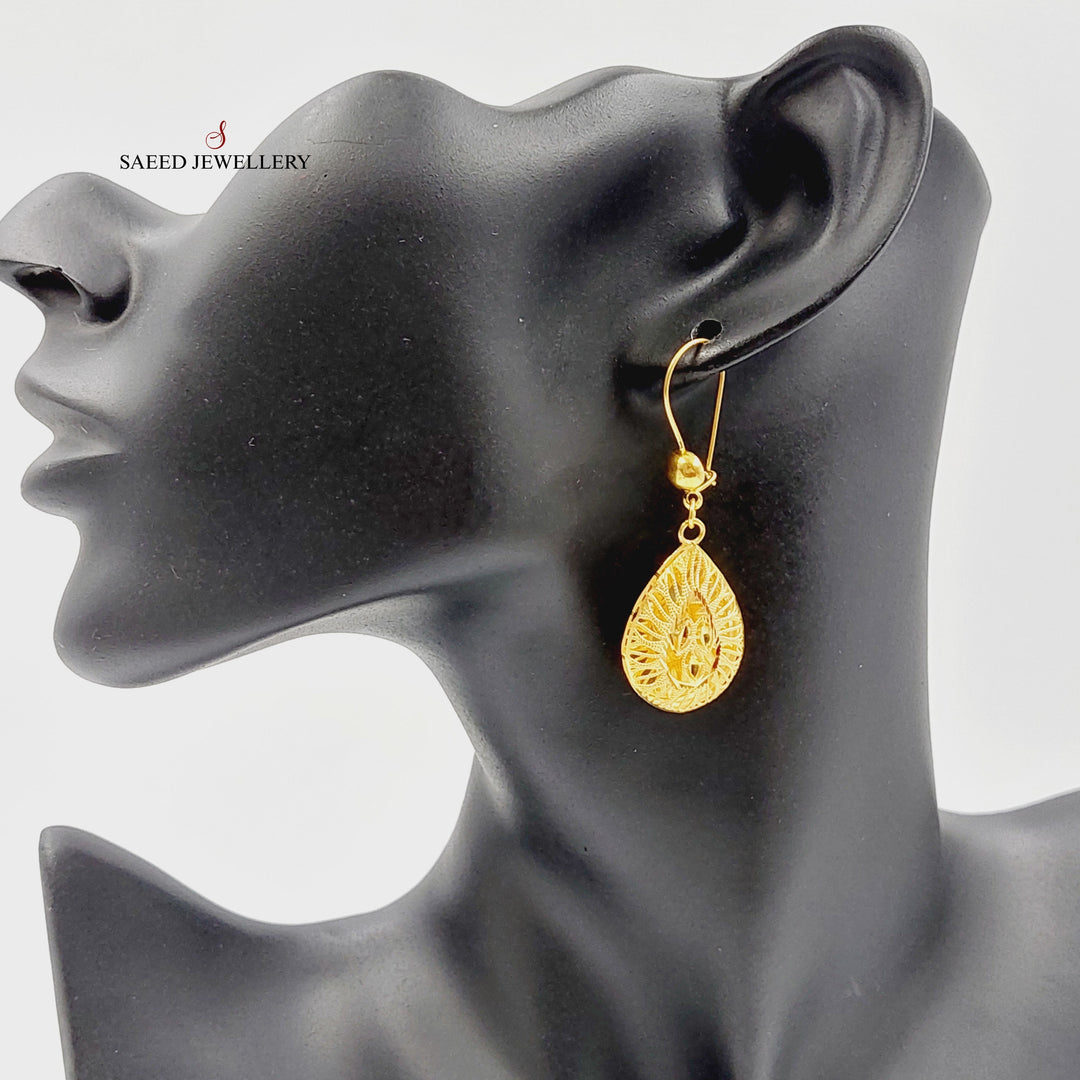 21K Gold Tears Bahraini Earrings by Saeed Jewelry - Image 2