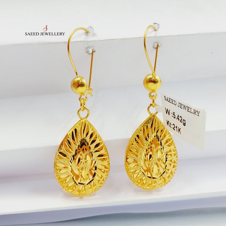 21K Gold Tears Bahraini Earrings by Saeed Jewelry - Image 1