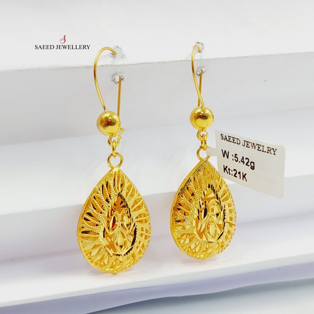 21K Gold Tears Bahraini Earrings by Saeed Jewelry - Image 4