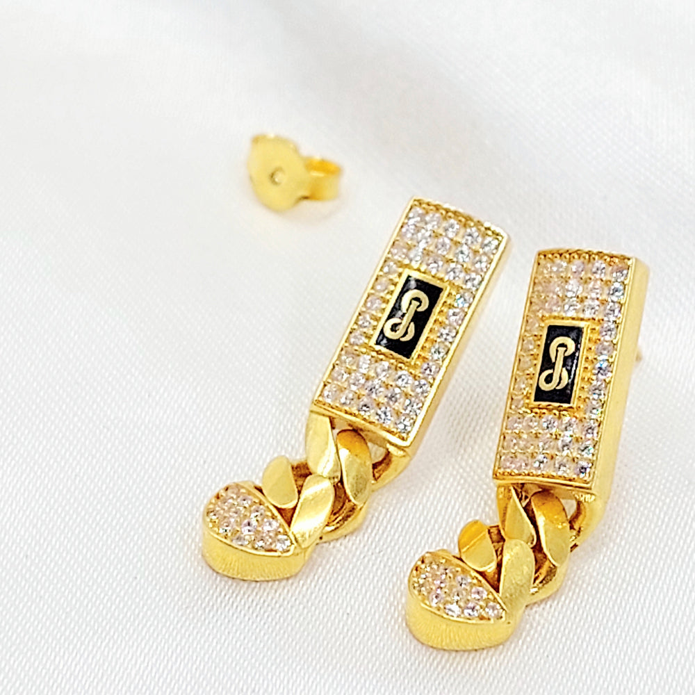 Zircon Studded Deluxe Earrings Made of 21K Gold by Saeed Jewelry 