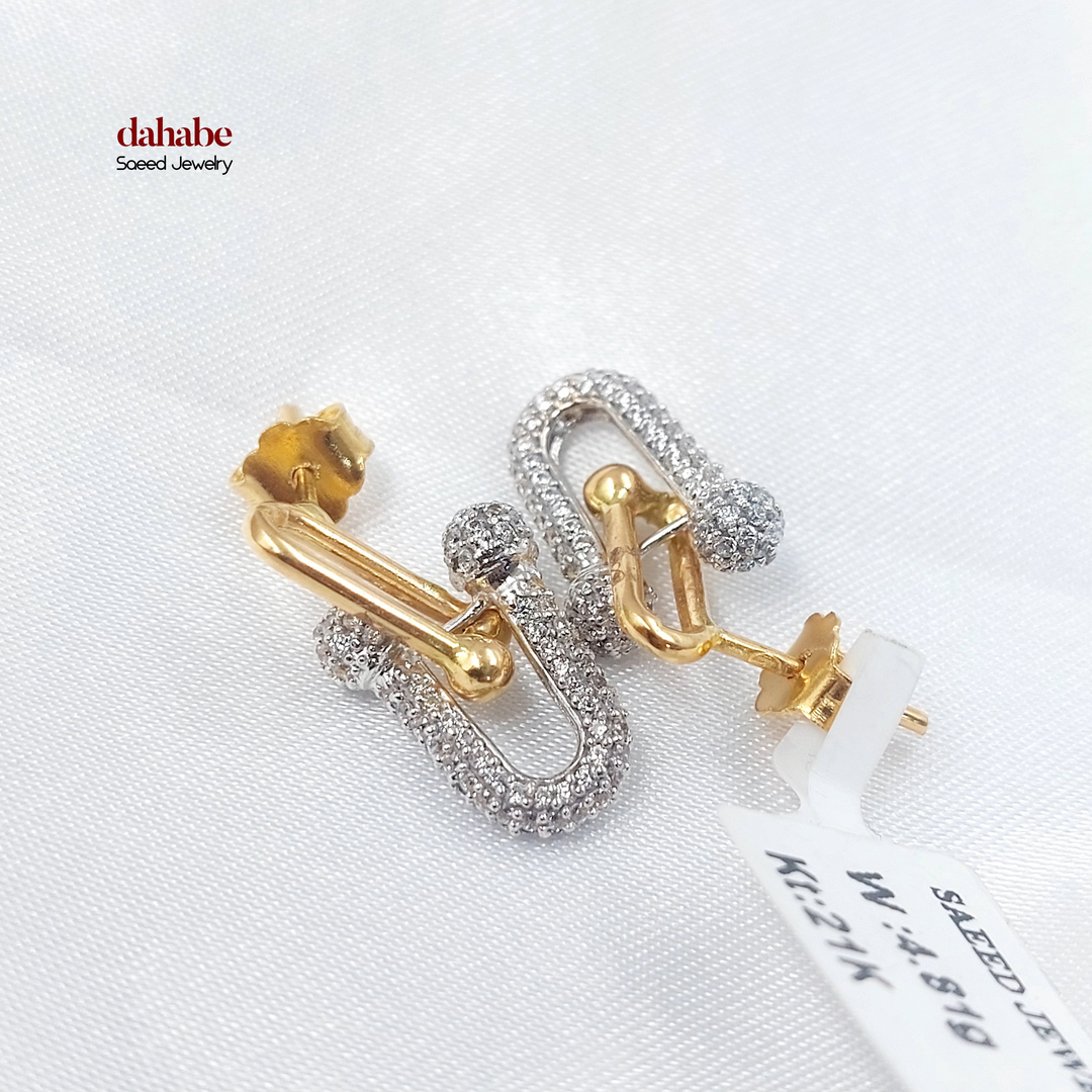 21K Gold Screw Zircon Earrings