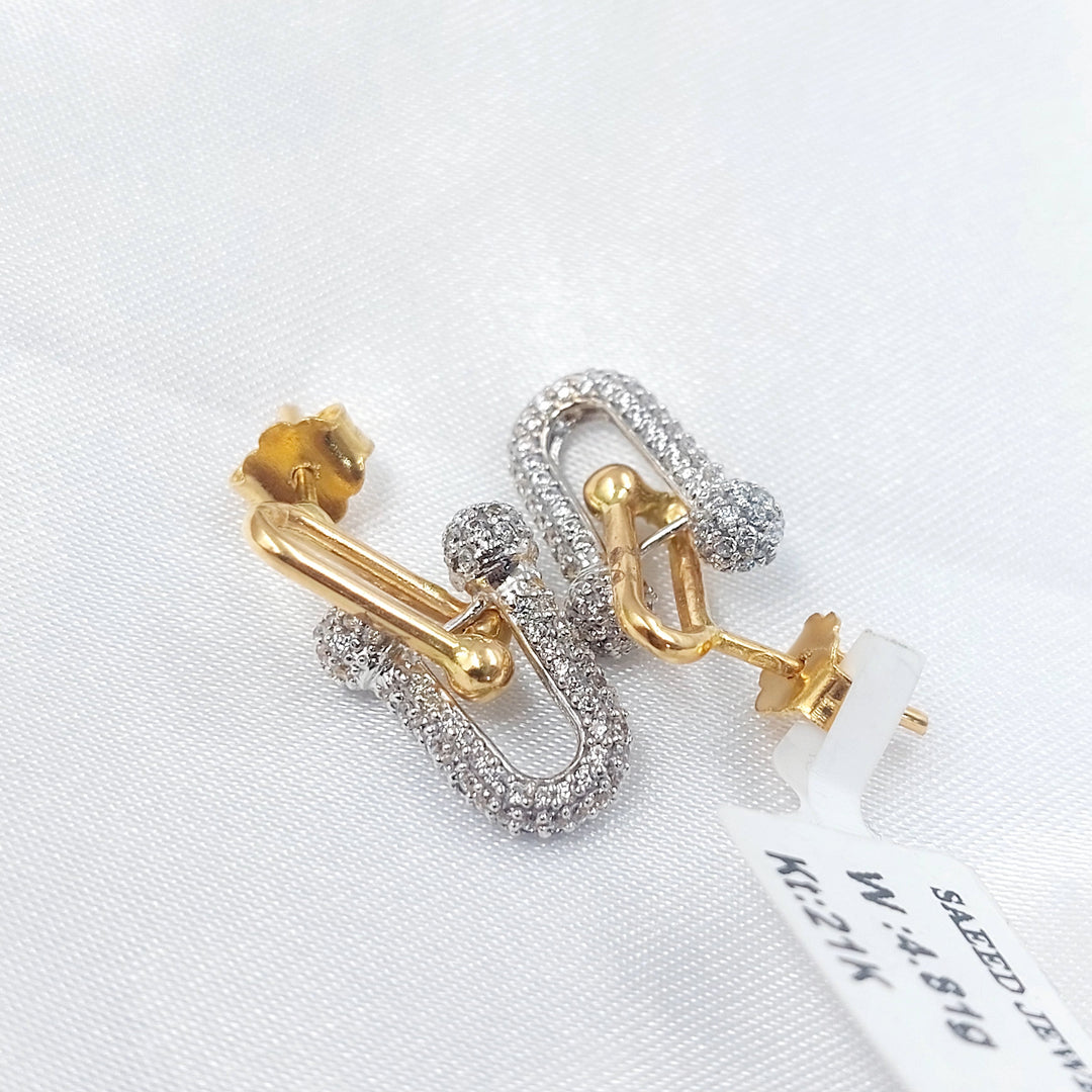 21K حلق برغي مرصع-مجوهرات الشيخ سعيد-Saeed Jewelry 