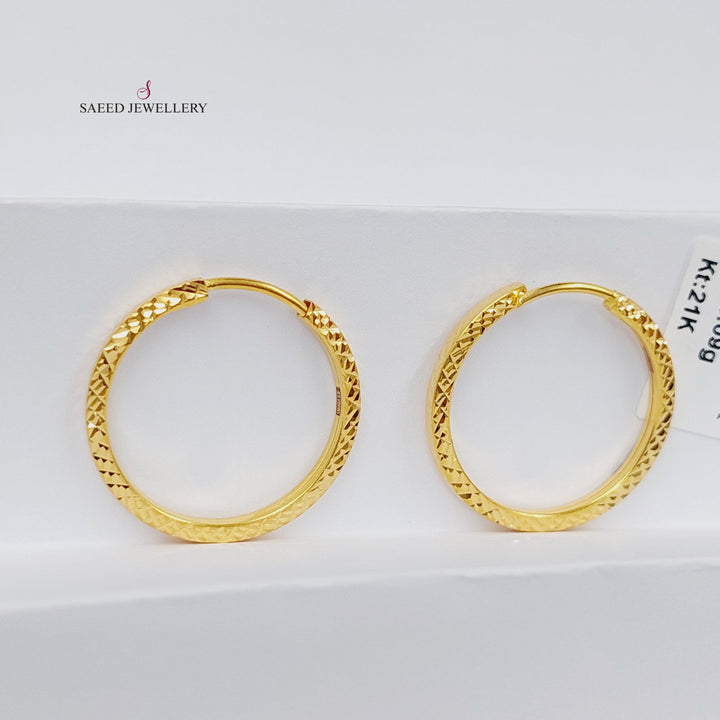 21K Gold Zircon Studded Hoop Earrings by Saeed Jewelry - Image 4