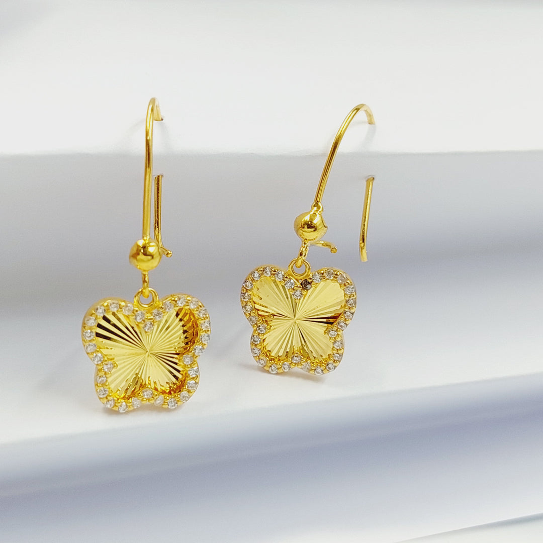 21K حلق فراشة مرصع-مجوهرات الشيخ سعيد-Saeed Jewelry 