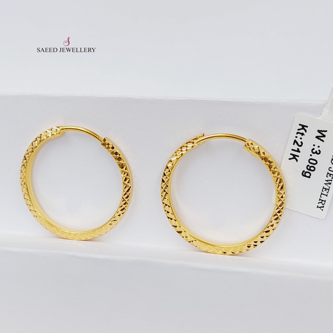 21K حلق ذبلة مرصع-مجوهرات الشيخ سعيد-Saeed Jewelry 