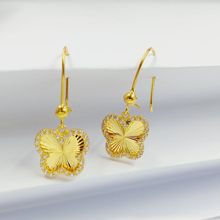 21K حلق فراشة مرصع-مجوهرات الشيخ سعيد-Saeed Jewelry 
