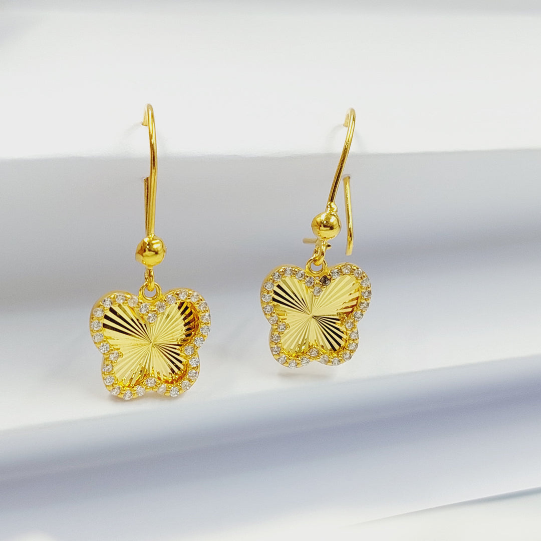 21K حلق فراشة مرصع-مجوهرات الشيخ سعيد-Saeed Jewelry 