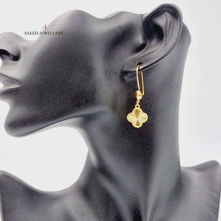 21K Gold CLOVER Earrings by Saeed Jewelry - Image 3