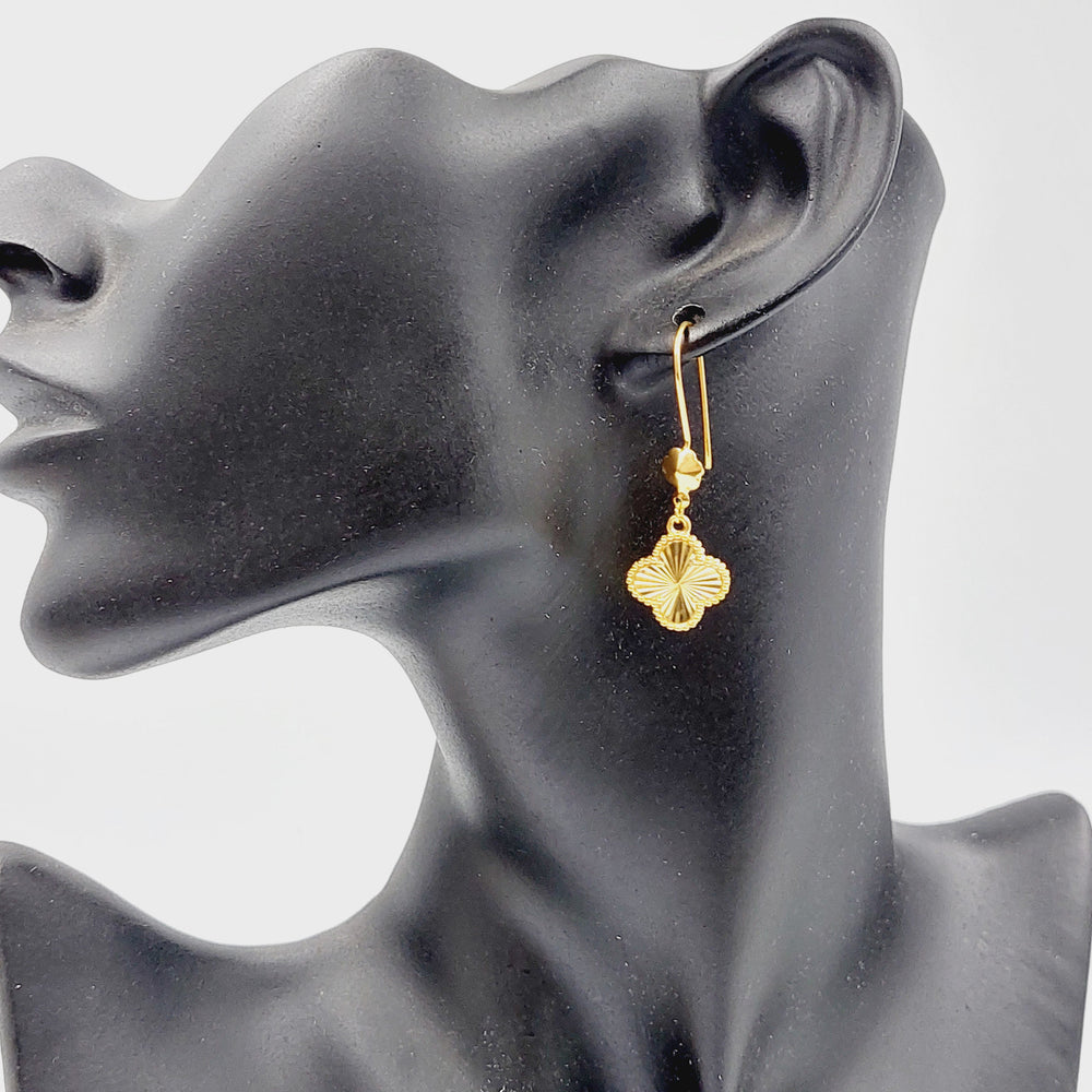 21K Gold CLOVER Earrings by Saeed Jewelry - Image 2