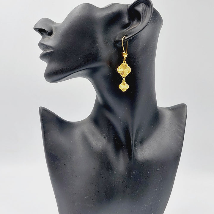 21K Gold CLOVER Earrings by Saeed Jewelry - Image 4