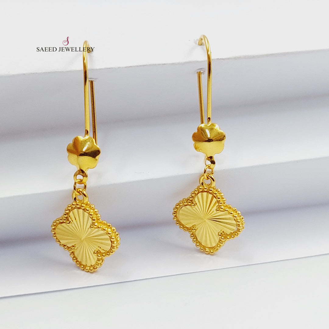 21K Gold CLOVER Earrings by Saeed Jewelry - Image 4