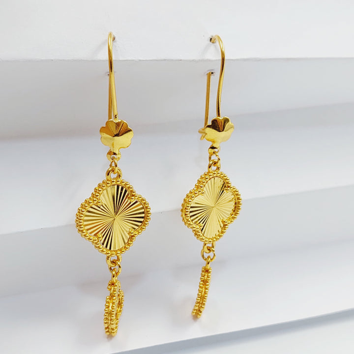 21K Gold CLOVER Earrings by Saeed Jewelry - Image 2