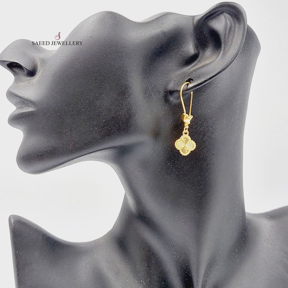 21K Gold CLOVER Earrings by Saeed Jewelry - Image 2