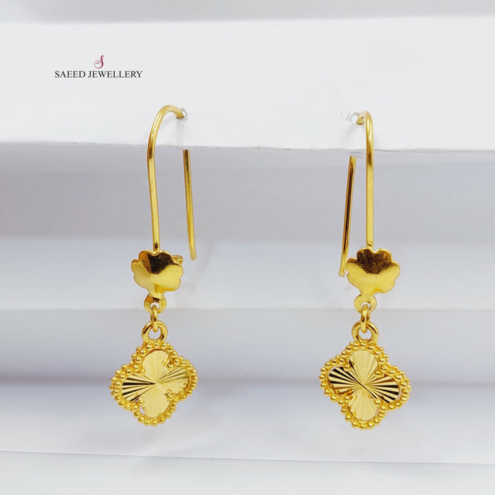 21K Gold CLOVER Earrings by Saeed Jewelry - Image 1