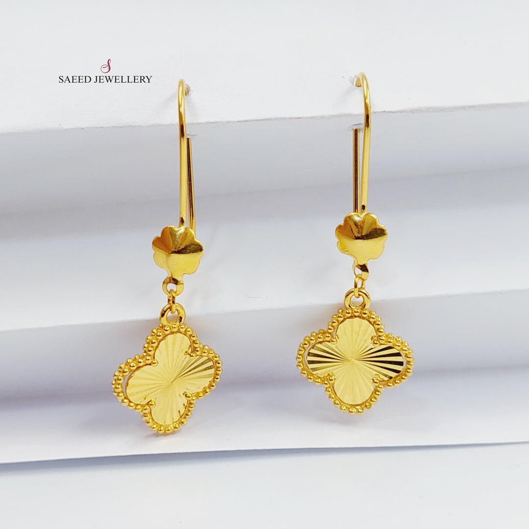 21K Gold CLOVER Earrings by Saeed Jewelry - Image 2