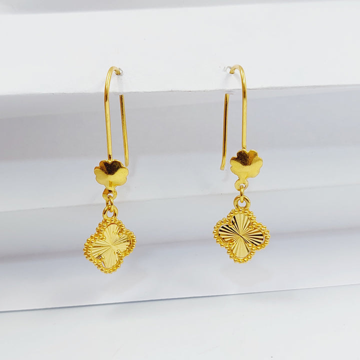 21K Gold CLOVER Earrings by Saeed Jewelry - Image 3