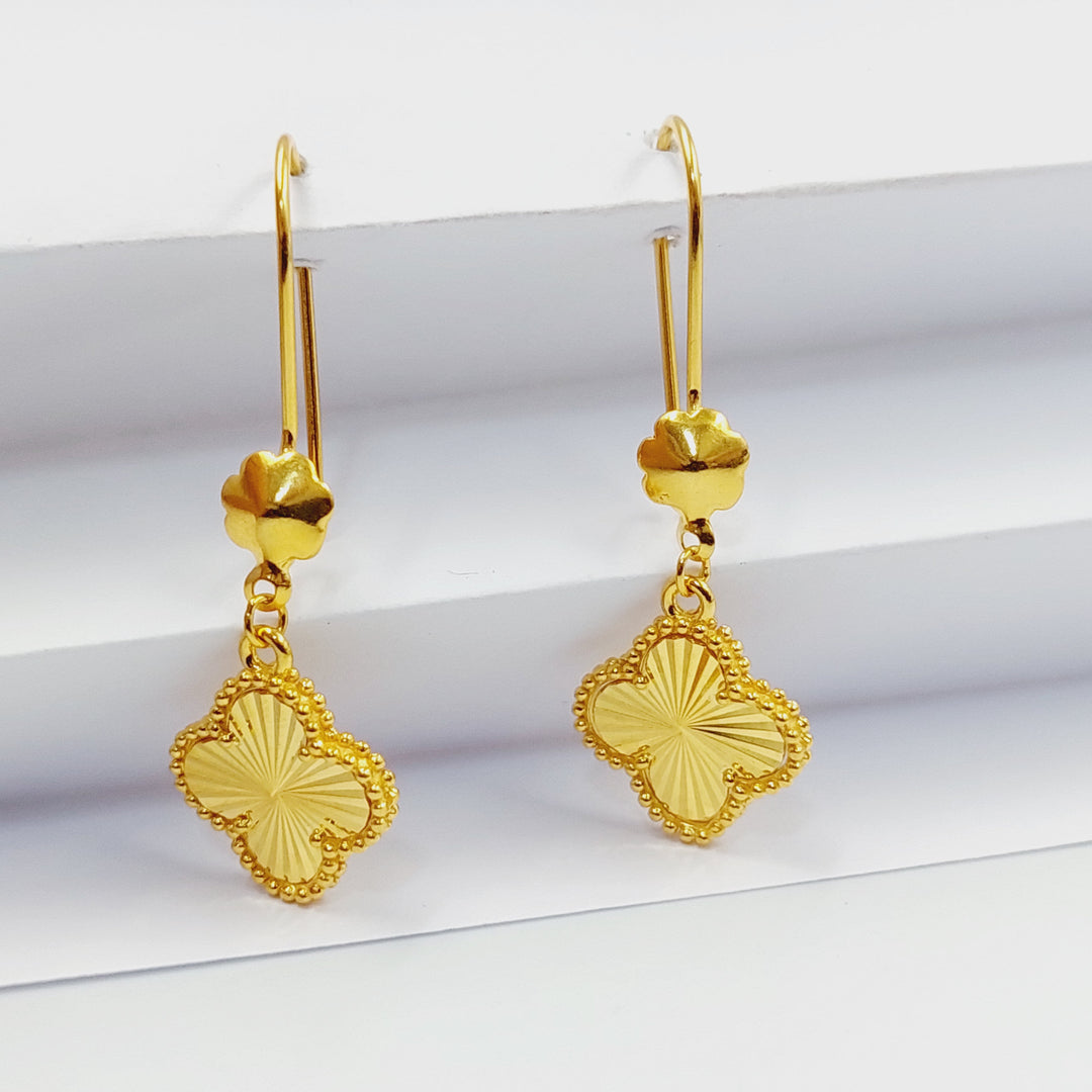 21K Gold CLOVER Earrings by Saeed Jewelry - Image 4