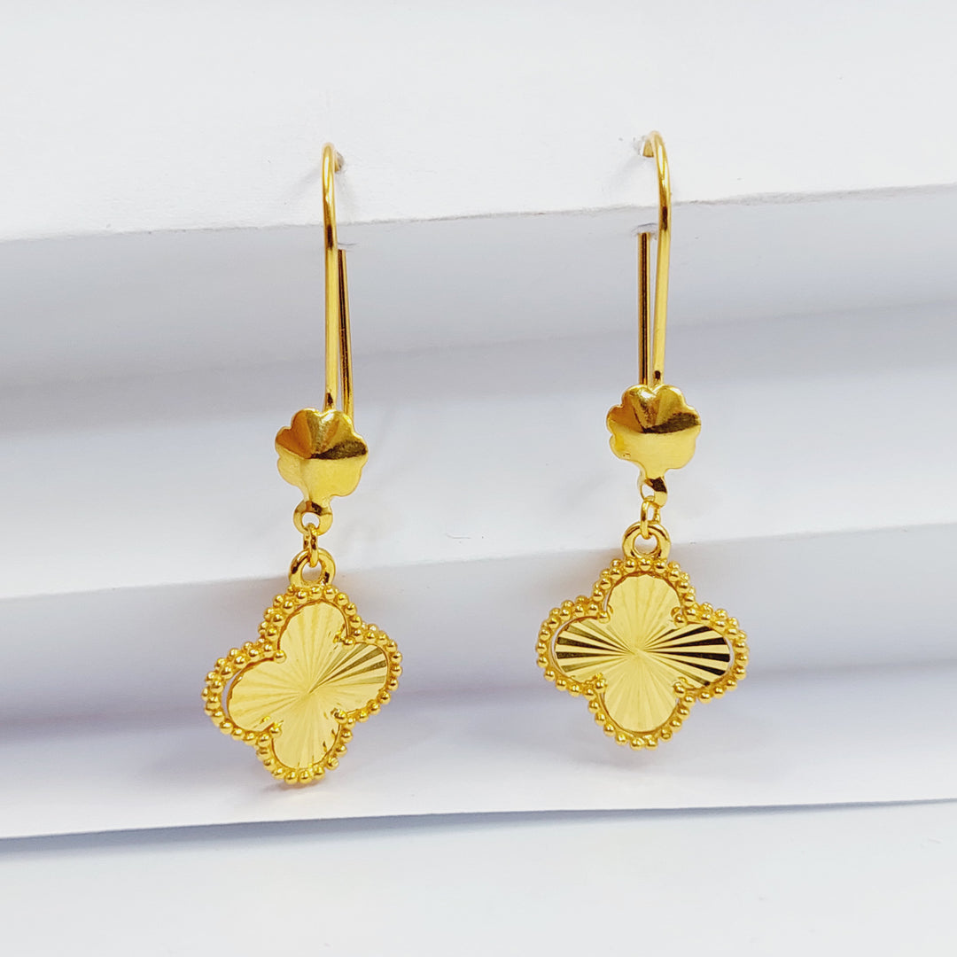 21K Gold CLOVER Earrings by Saeed Jewelry - Image 3