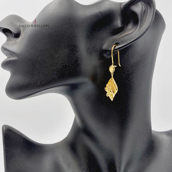 21K Gold Deluxe Leaf Earrings by Saeed Jewelry - Image 2