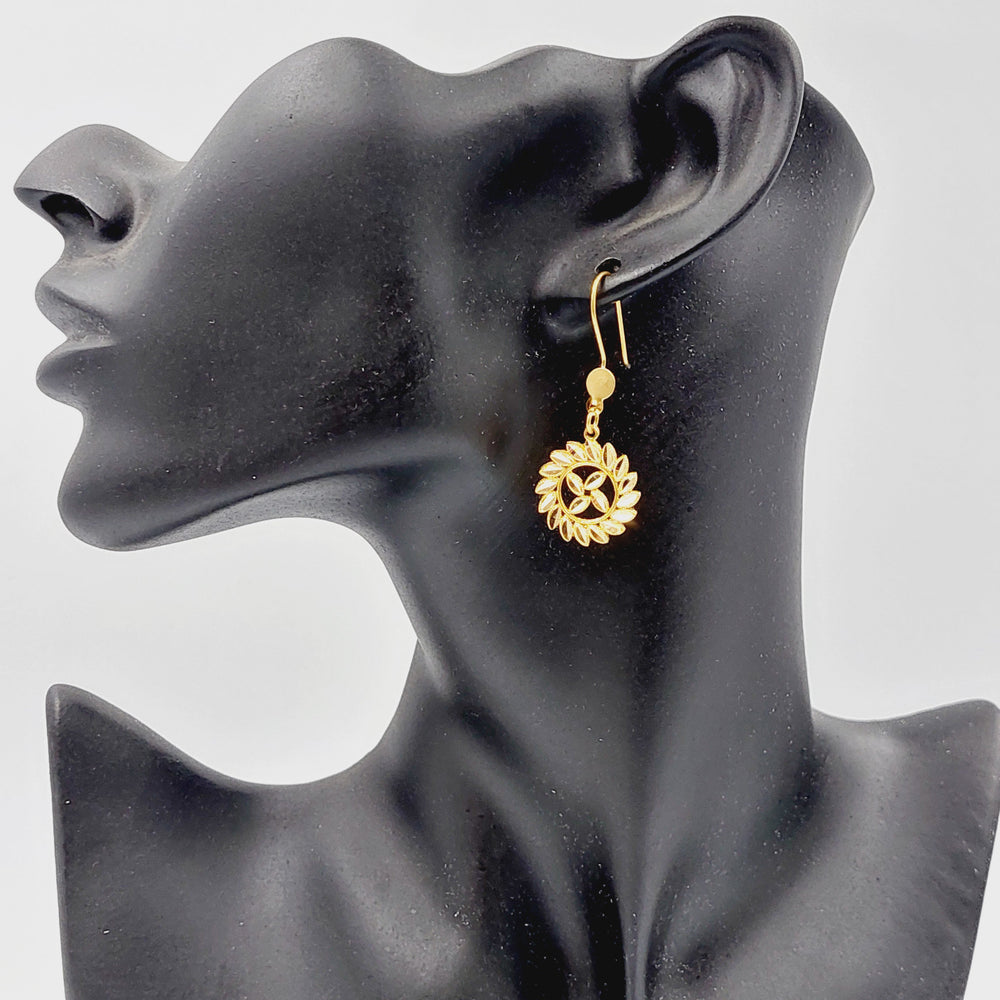 21K Gold Deluxe Leaf Earrings by Saeed Jewelry - Image 2