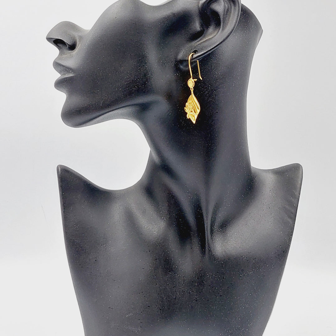 21K Gold Deluxe Leaf Earrings by Saeed Jewelry - Image 3