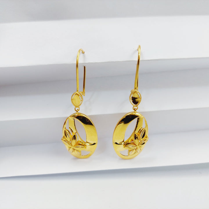 21K Gold Deluxe Leaf Earrings by Saeed Jewelry - Image 3