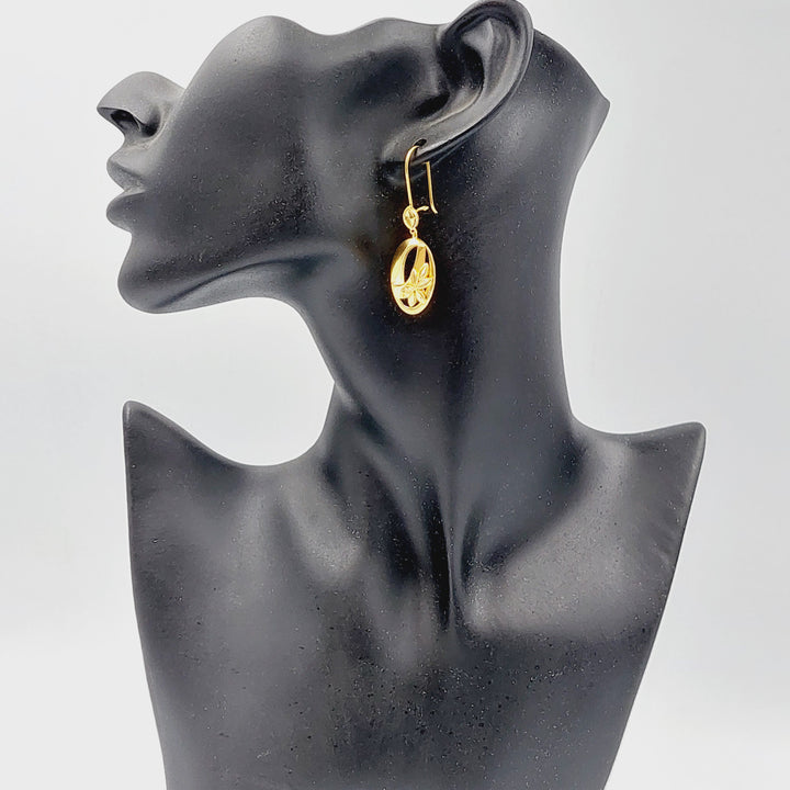 21K Gold Deluxe Leaf Earrings by Saeed Jewelry - Image 2