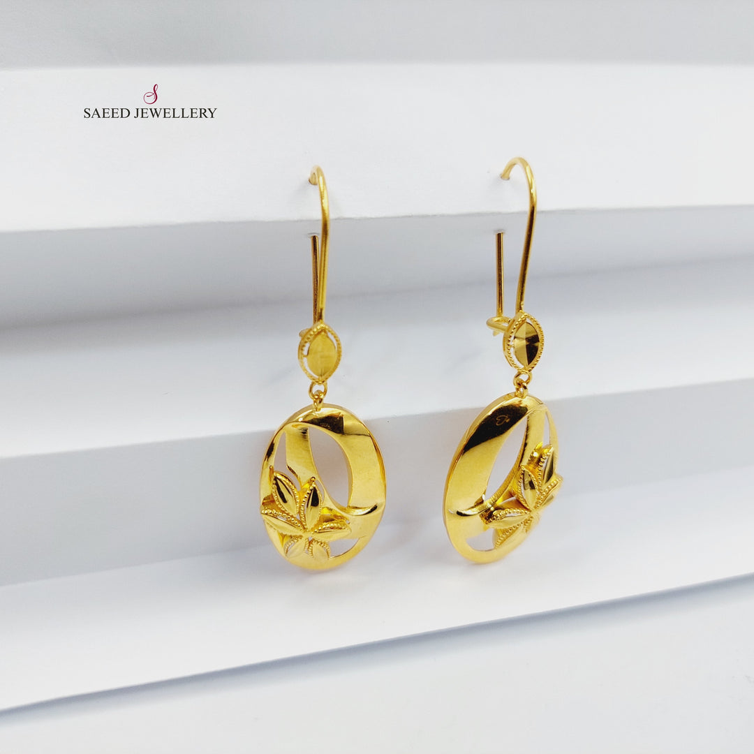 21K Gold Deluxe Leaf Earrings by Saeed Jewelry - Image 1