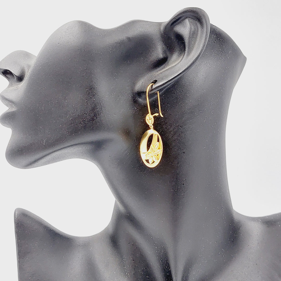 21K Gold Deluxe Leaf Earrings by Saeed Jewelry - Image 4