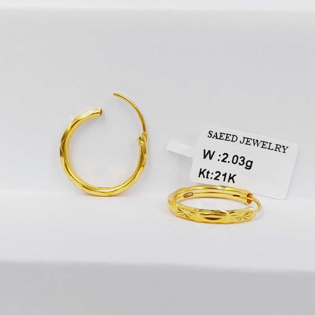 21K Gold Hoop Earrings by Saeed Jewelry - Image 2