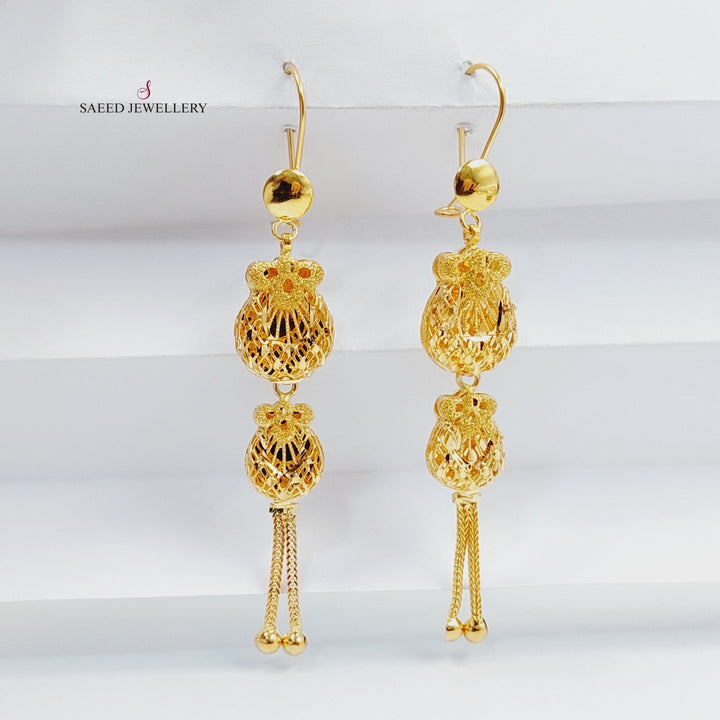 21K Gold Kuwaiti Earrings by Saeed Jewelry - Image 2