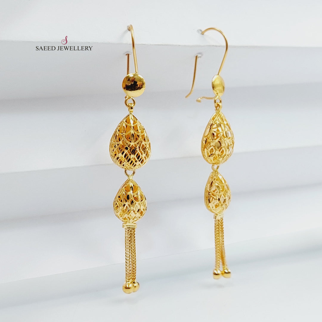 21K Gold Kuwaiti Earrings by Saeed Jewelry - Image 1