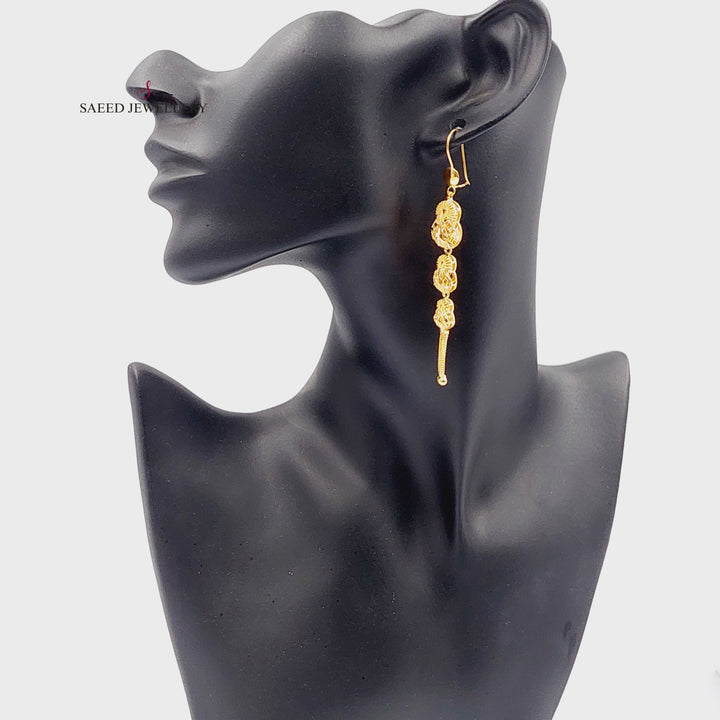 21K Gold Kuwaiti Earrings by Saeed Jewelry - Image 3