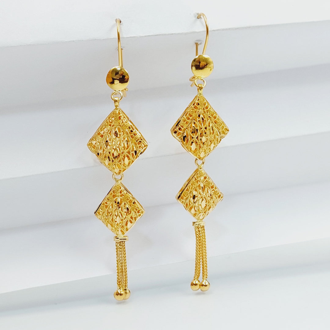 21K Gold Kuwaiti Earrings by Saeed Jewelry - Image 4