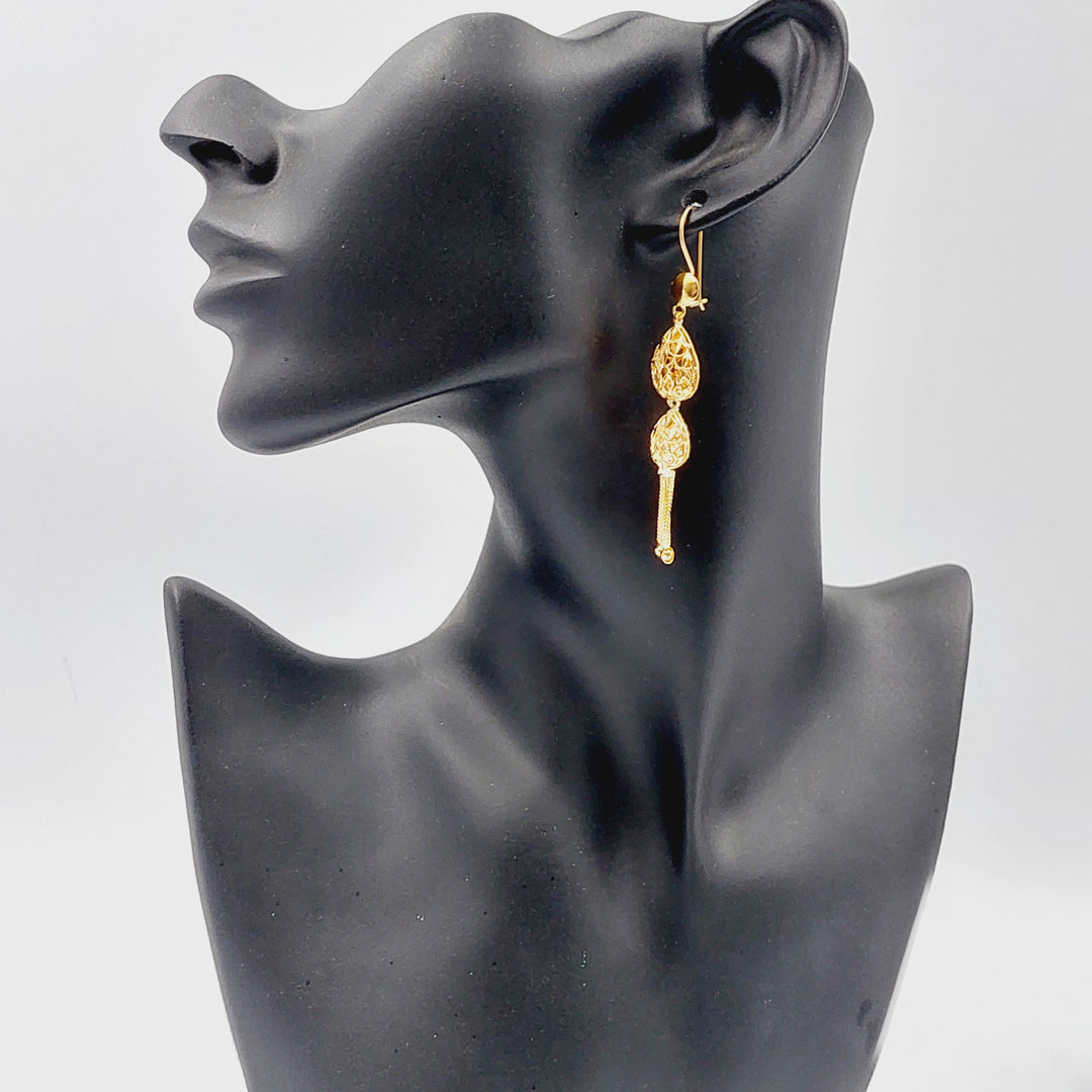 21K Gold Kuwaiti Earrings by Saeed Jewelry - Image 3